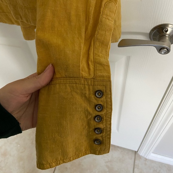 Free People linen-blend mustard blouse - Picture 5 of 10